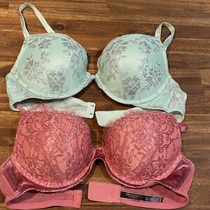 Victoria's Secret Lace Bras in Mint and Dusty Rose
